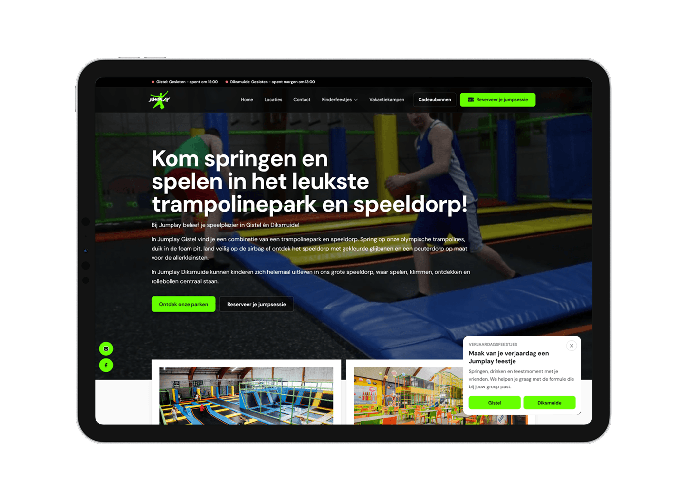 Homepage van de nieuwe Jumplay website