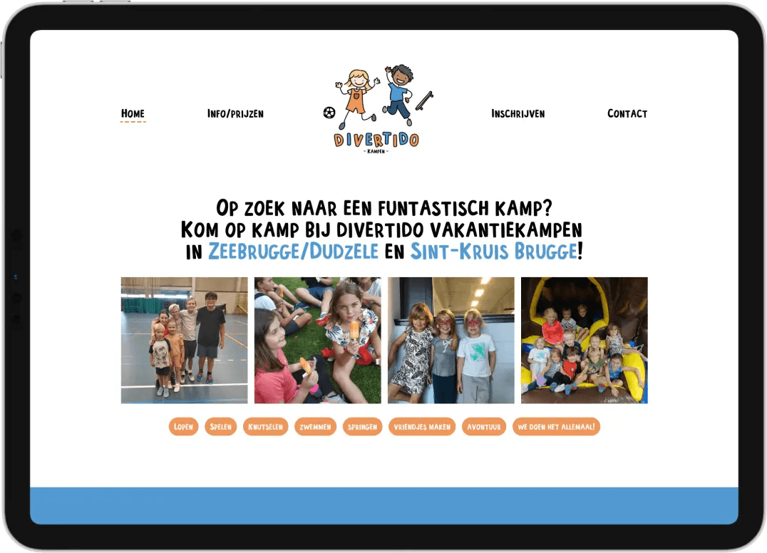Website Divertido Kampen op iPad