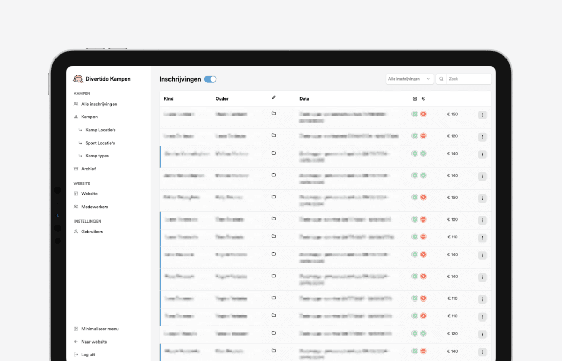Webapplicatie voor Divertido Kampen